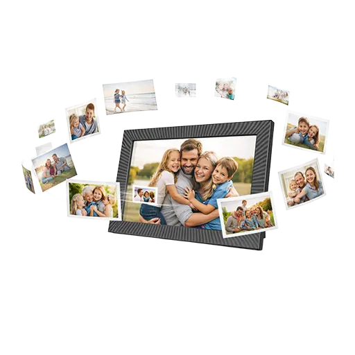 The frame displays photos instantly, keeping loved ones connected